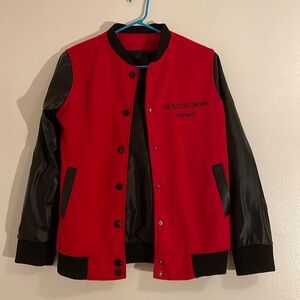 Diet butcher slim skin style button up jacket with eye embroidery